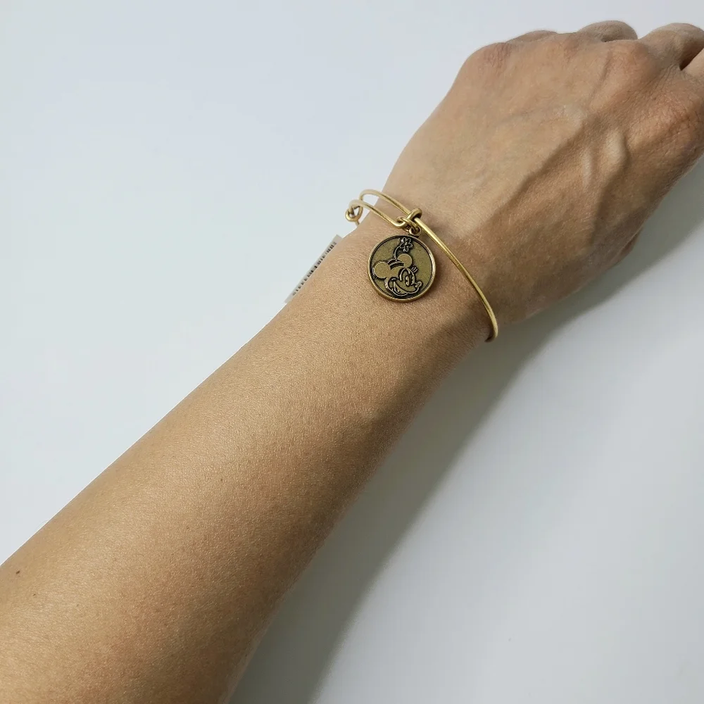 NWT Alex and Ani Disney Parks Mickey 2013 Gold Tone Bangle Bracelet